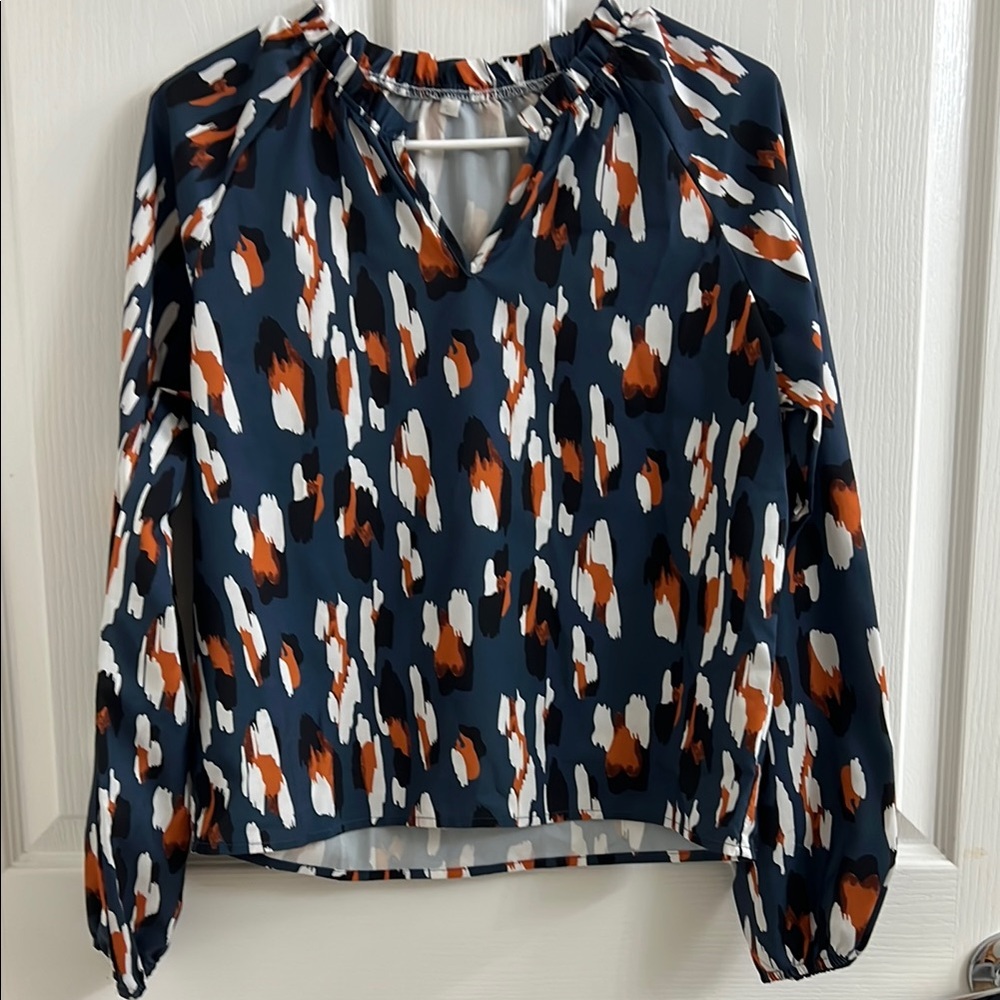 Stylish Women's Top in Navy and Orange
